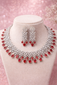 Silver Metal Jewellery Set For Women 